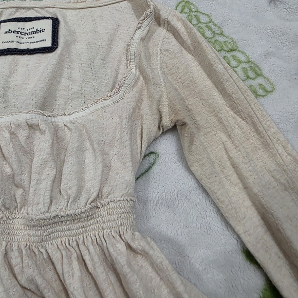 Abercrombie Long Sleeve Vintage square neck cream babydoll top - Picture 4 of 5